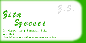 zita szecsei business card